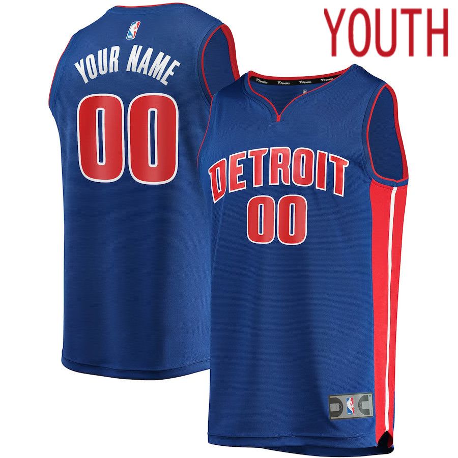 Youth Detroit Pistons Fanatics Branded Blue Fast Break Custom Replica NBA Jersey